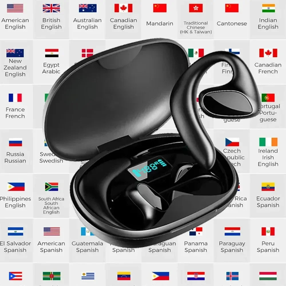 Wireless Translator Earbuds with Microphone | Bluetooth Headphones with Charging Case | Real-Time Translation in 144 Languages and 4 Modes