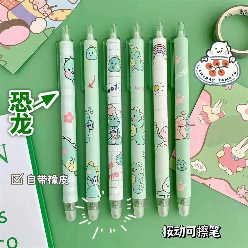 6Pcs Kawaii Erasable Gel Pen | 0.5mm Refills Ballpoint Pens for Kids | Cute Stationery School Office Writing Supplies | Alo Trendy