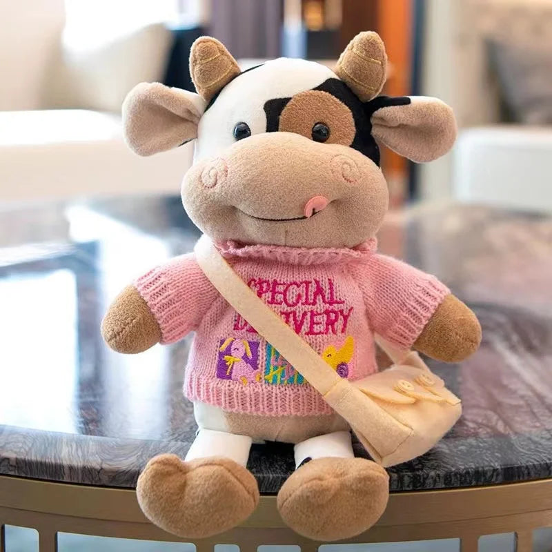 26CM Cartoon Milk Cow Plush Doll | Cute Simulation Cattle Animals Plush Toys Soft Stuffed Sweater Cow Pillow | Girls Birthday Gifts | Alo Trendy