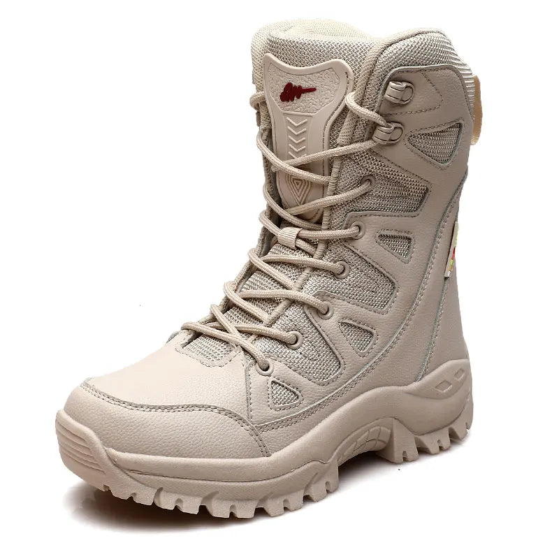 New Men’s High-Top Winter Boots | Waterproof Snow Boots with Warm Plush Lining | Lace-Up Anti-Slip Army Work Ankle Boots