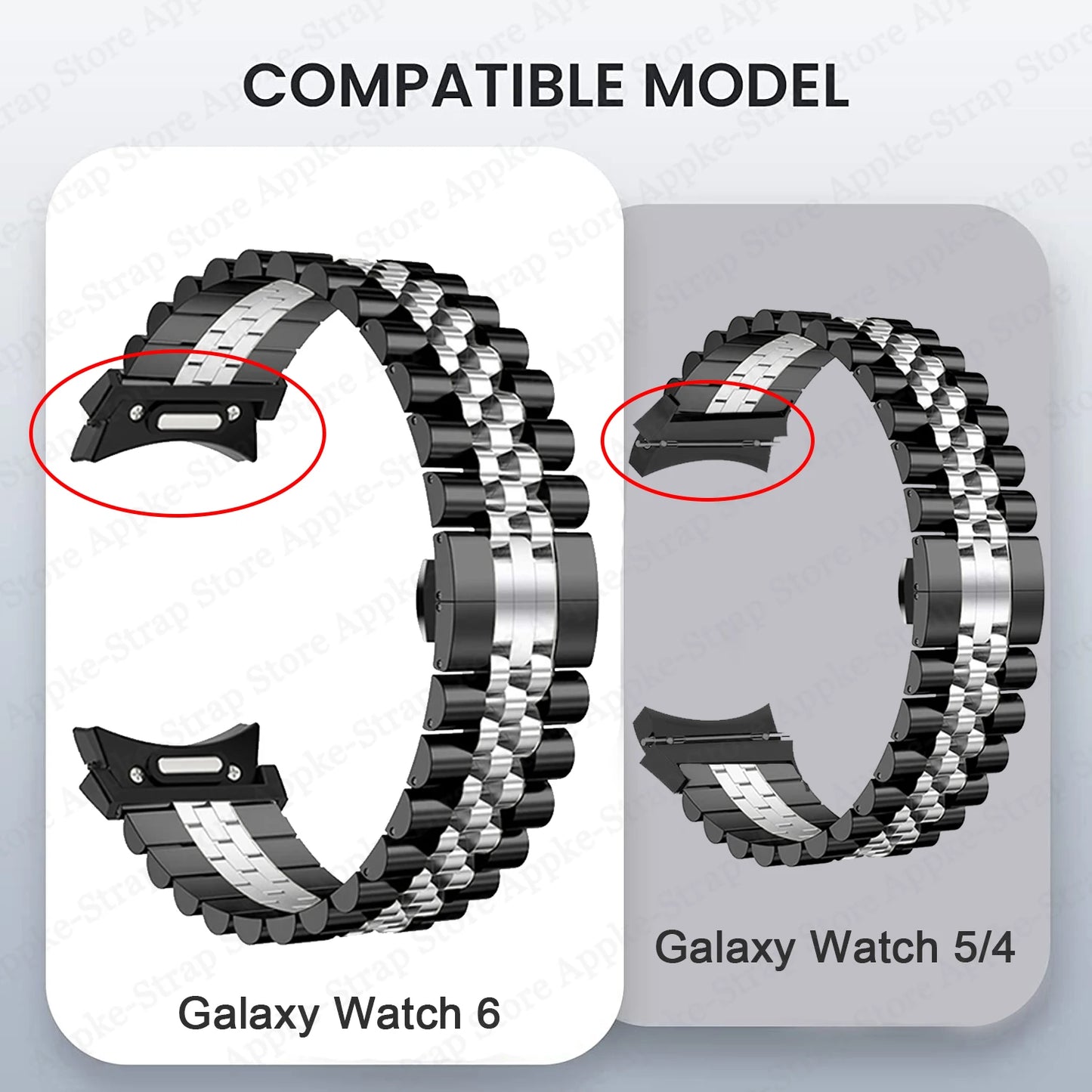 No Gaps Steel Strap for Samsung Galaxy Watch 6 Classic 43mm 47mm | Metal Quick Fit Band for Galaxy Watch 6/5/4 40mm 44mm 5Pro 45mm | Alo Trendy