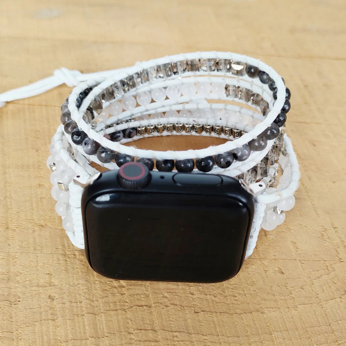 Natural Stone Apple Watchband | Smart Watch Strap | iWatch Leather Beaded Boho Apple Watch Strap | Fashion Jewelry Bracelet Wristband