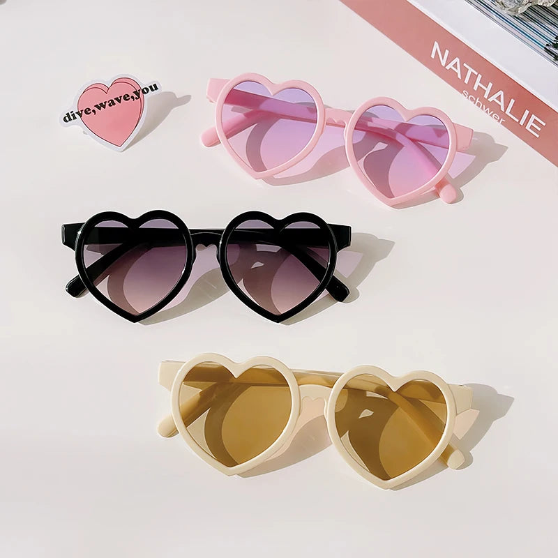 Cute Solid Color Heart Shape Baby Girls Sunglasses | Lovely UV400 Kids Glasses for Outdoor Sun Protection