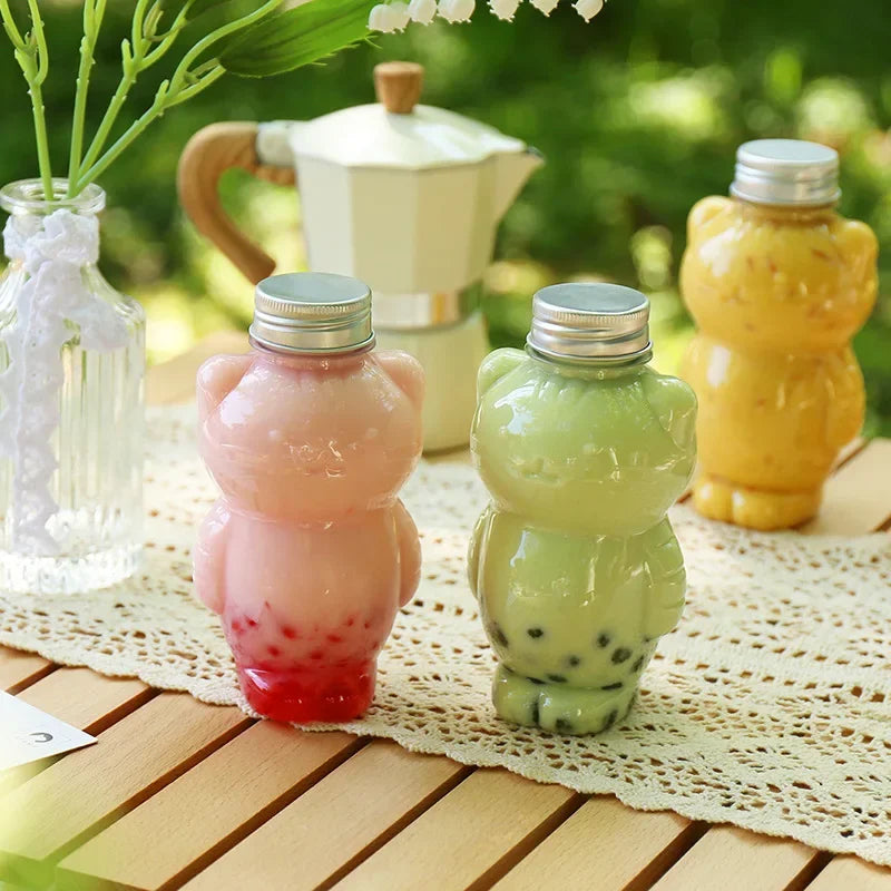 Cat Kawaii Water Bottles for Milk Tea Coffee Juice | Portable Drinking Cup Home Transparent Juicing Beverage Drink Bottle BPA Free | Alo Trendy