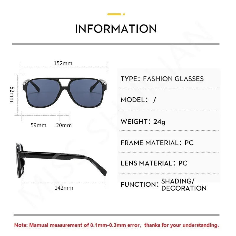 Luxury Brand Fashion Double Beam Personality Sunglasses | Retro Casual Shading Glasses | Hip Hop Eyeglasses