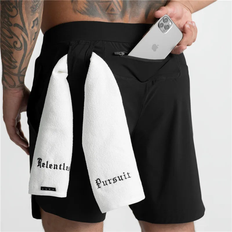 New Running Shorts Men with Lined | Summer Quick Dry Sport Gym Shorts | Men 2 in 1 Fitness Training Workout Sports Shorts | Male