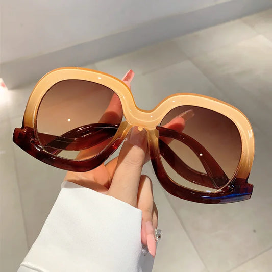 Oversized Big Frame Sunglasses for Women | Fashion Vintage Trending Sun Glasses | Punk Luxury Brand Designer Ladies Shades | UV400 Protection