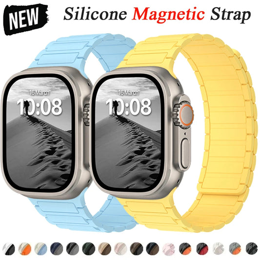 Magnetic Sports Band for Apple Watch Ultra 2 49mm | 45mm, 44mm, 42mm, 38mm, 40mm, 41mm | Silicone Strap for iWatch Series 9, 8, 7, 6, 5, 4, Ultra | Alo Trendy