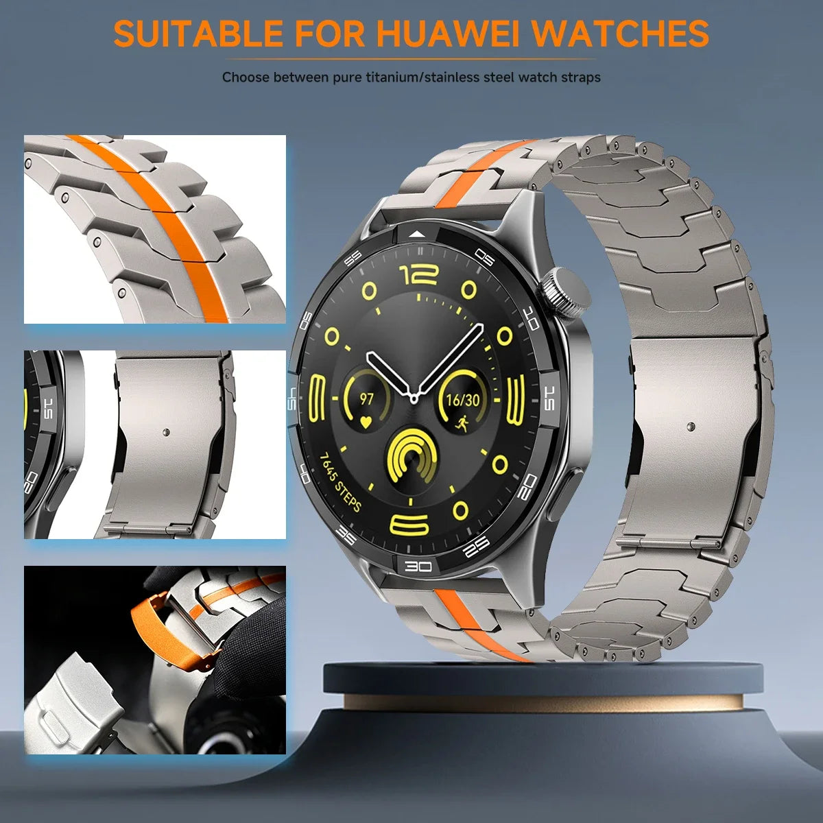 22mm Titanium Band for Huawei Watch GT 4 46mm | 3 Pro Strap for Amazfit Balance GTR 47mm | Band for Samsung Galaxy Gear S3 45mm | Alo Trendy