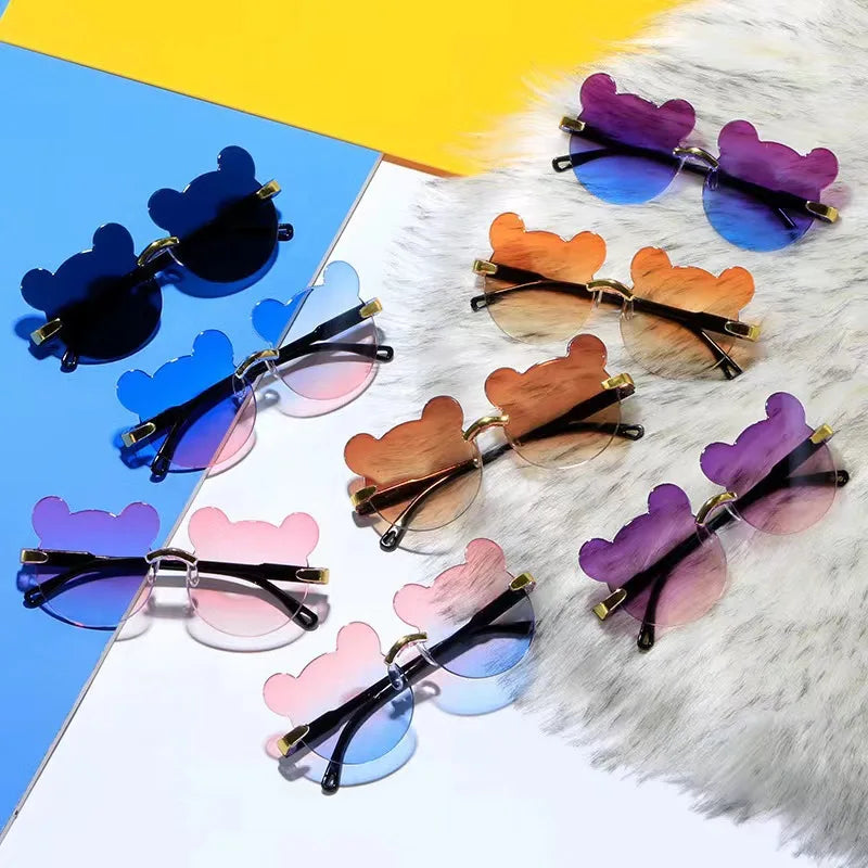 Kids Sun Sunglasses | Bear Shape Children Glasses | Trendy Girls Cartoon Eyeglasses | Shades Driver Anti-Glare Boys Cartoon Sunglasses