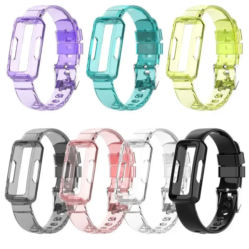 Clear Straps for Fitbit Ace 2 3 Bands | Silicone Bracelet for Fitbit Luxe, Inspire 2, Inspire HR Smartwatch | Crystal Sport Correa