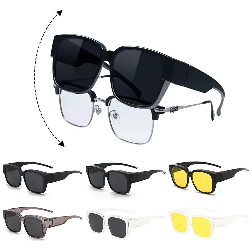 Driving Riding Wrap Around Square Shades | Fit Over Glasses Sunglasses Polarized | Alo Trendy