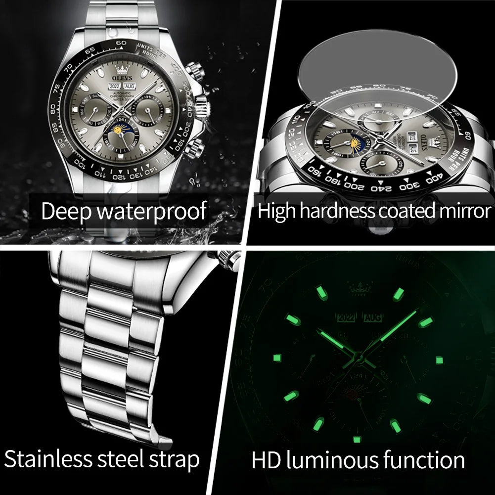 Automatic Mechanical Watches for Men TOP Brand High Quality Stainless Steel Wristwatch Luminous Waterproof Men's Watch