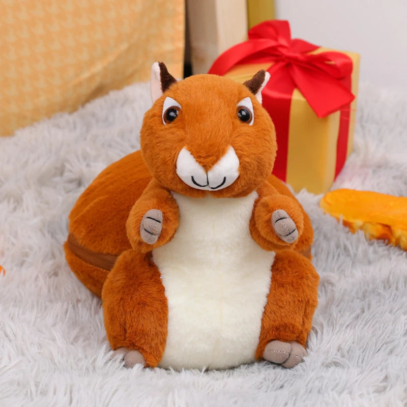 Kawaii Pinecone Transfigured Squirrel Plush Toy | Cute Nuts Turn Into Big Tail Squirrel Plush Toy | Perfect Kids Birthday and Christmas Gifts