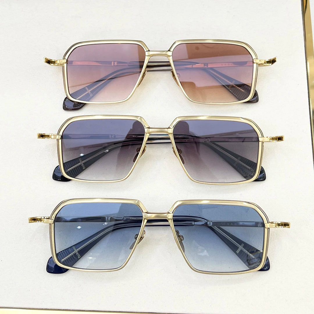 Fashionable Light Luxury High End Metal Style Vacation Square Gradient Sunglasses for Men and Women | Party Ready | Alo Trendy