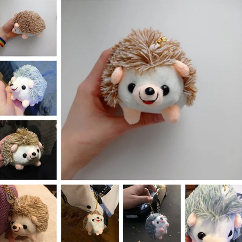 12cm Plush Hedgehog Toys Key Chain | Cute Stuffed Animal Ring Pendant | Adorable Anime Car Fur Gifts for Women and Girls | Perfect Plush Doll