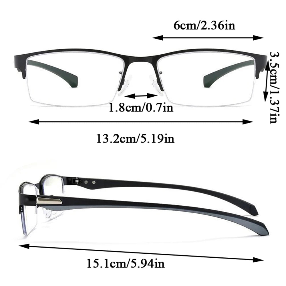 Progressive Multifocal Photochromic Reading Glasses | Anti-blue Light Far Sight Glasses | Unisex Half Frame Presbyopia Glasses | Alo Trendy