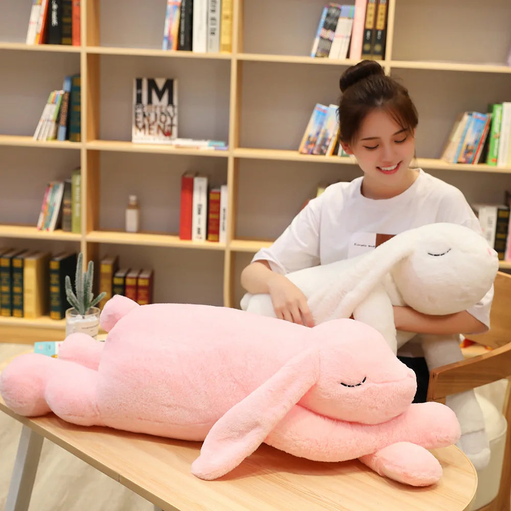 Giant Plush Bunny Toy 90cm-120cm | Soft Cartoon Big Long Ear Rabbit Hug Toy Cushion | Rabbit Stuffed Pillow for Girls