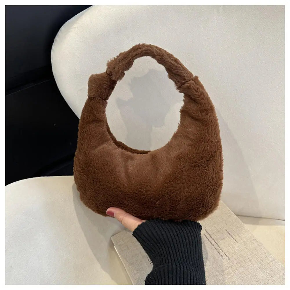 Winter Lamb Plush Handbag Women Bags Fashion Korean Large Capacity Wrist Bag Clutch With Handle Females Shopping Bag Bucket Tote