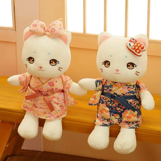 Kimono Styling Cute Cartoon Stuffed Plush Doll | Kawaii Cat Soft Fill Toy Home Decoration | Adorkable Children Birthday Gift | Alo Trendy