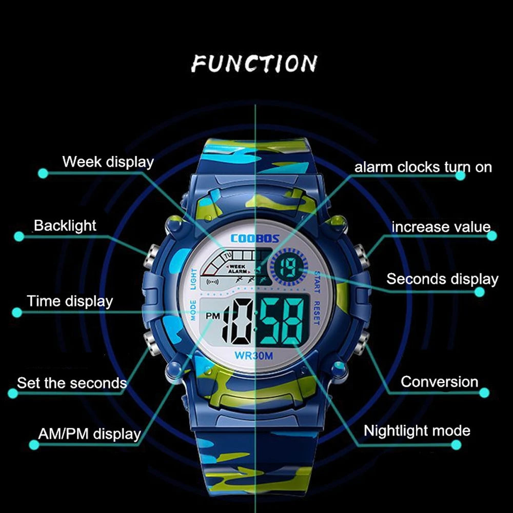 New Military Watch For Child Boy Girl | Sport Digital Kids Watches | Alarm Date Luminous Waterproof Watches | Student Electronic Clock