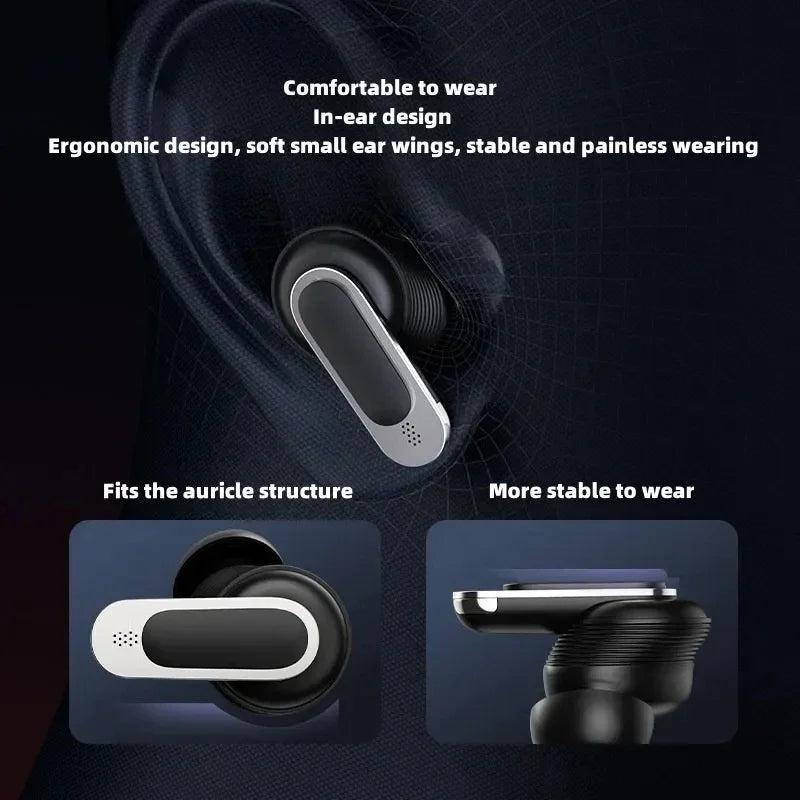 Wireless Earbuds ANC Headphones | LCD Digital Display Screen | Sport Earphones with Built-in Mic | HiFi Stereo Surround Sound