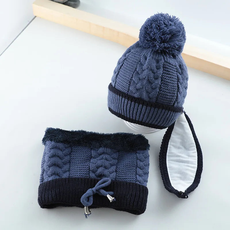 Winter Hat Scarf Set for Children Warm Beanies Outdoor Snow Riding Ski Bonnet Windproof Caps Wool Cap Face Mask