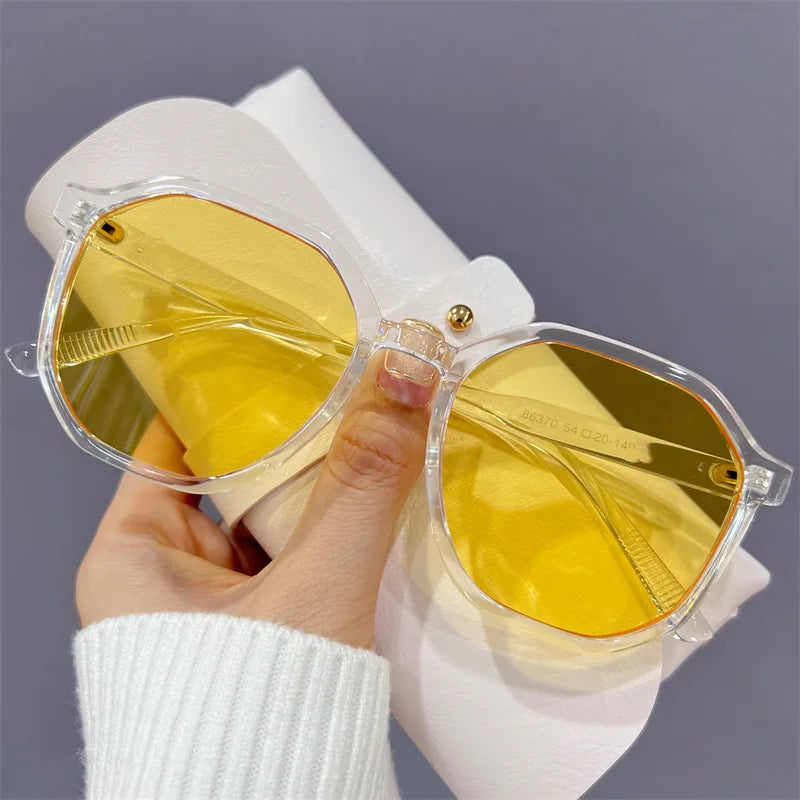 New Vintage Big Frame Sunglasses for Women and Men | Retro Style Green, Yellow, Brown UV400 Eyewear | Trendy and Personality Sun Glasses