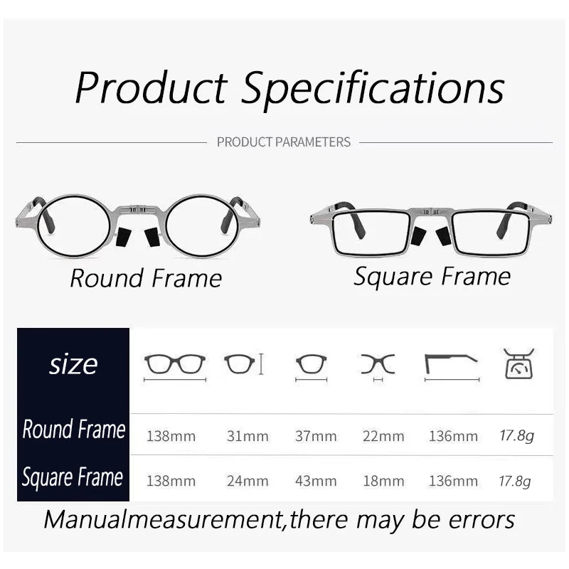 Metal Blue Light Blocking High Definition Vintage Folding Portable Polarized Men's Reading Glasses | Alo Trendy