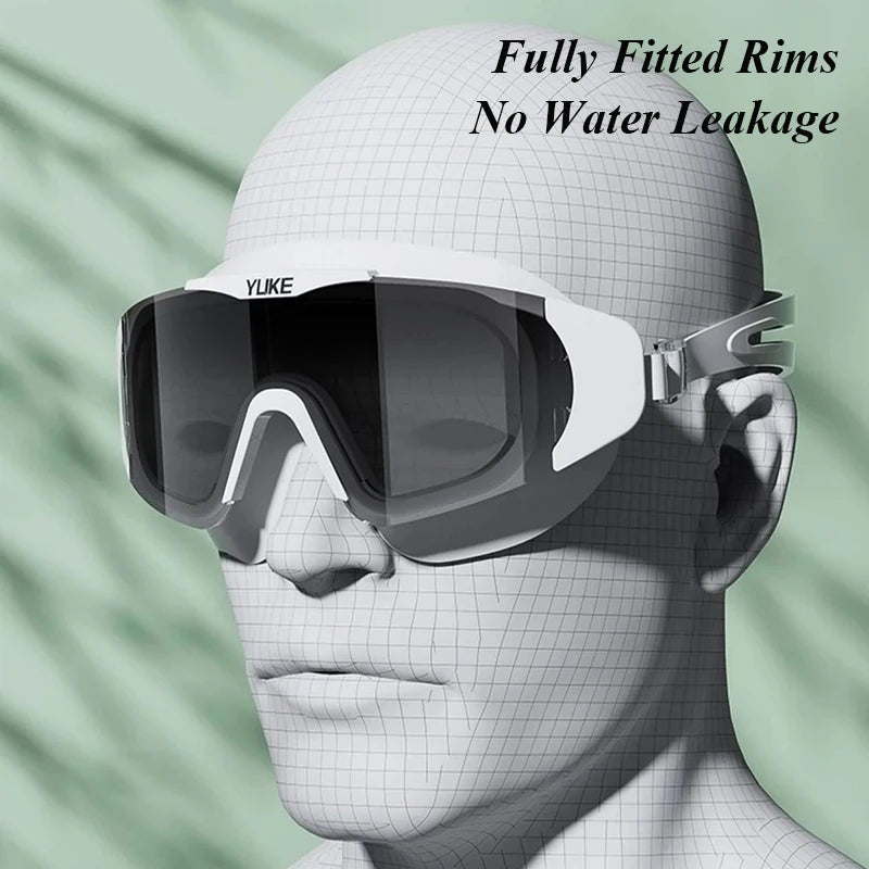 New Fashion Swimming Goggles | Large Frame Gradient Lenses | Anti-fog HD Waterproof Adults Professional Silicone Swim Glasses