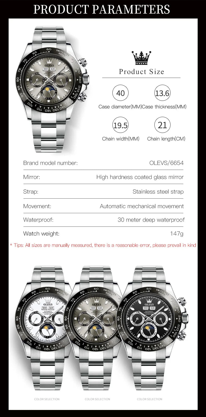 Automatic Mechanical Watches for Men TOP Brand High Quality Stainless Steel Wristwatch Luminous Waterproof Men's Watch