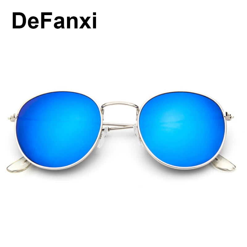 Retro Blue Mirror Round Sunglasses Women | Luxury Brand Designer Metal Frame Small Sun Glasses | Male Popular Eyewear Shades UV400 | Alo Trendy