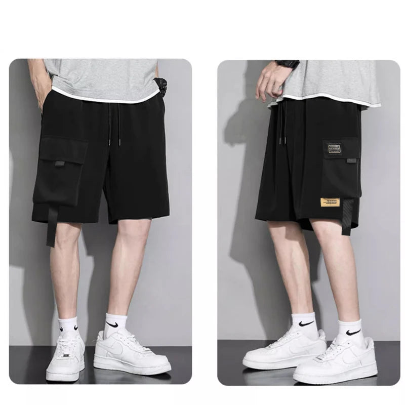 Overalls Shorts Men's Summer Trend | Big Shorts Five Pants with Fashion Brand | Thin Style Casual Straight Breeches