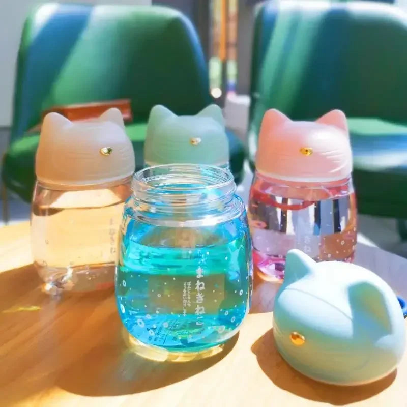 300ml Cartoon Mini Mug Japanese Style Creative Tumbler Portable Drinking Kettle Kawaii Cat Glass Cup Cute Water Bottle for Girl | Alo Trendy