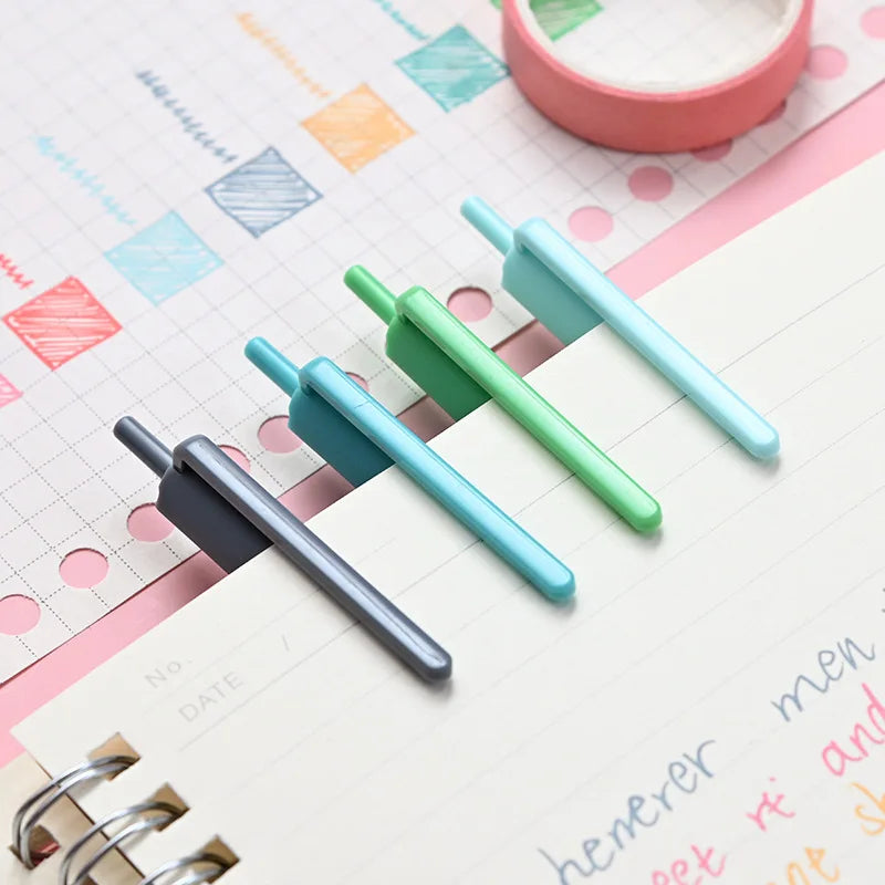 9pcs Korean Kawaii Candy Color Hand Account Pen Set | Student Simple Neutral Pens | Morandi Press | Colorful Writing Pens