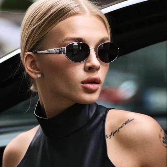 Vintage Metal Oval Round Sunglasses Women | Luxury Designer Round Sun Glasses for Men