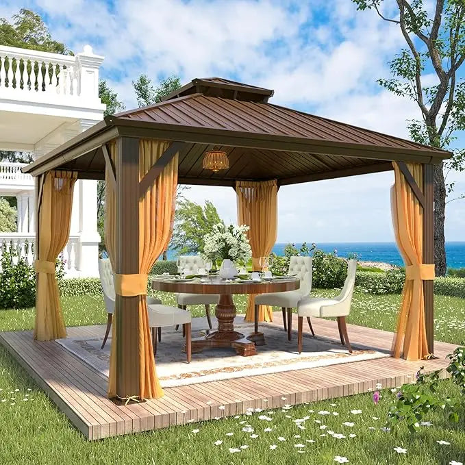 12' x 18' Hardtop Gazebo | Galvanized Steel Double Roof with Aluminum Frame | Outdoor Gazebo for Garden and Patio