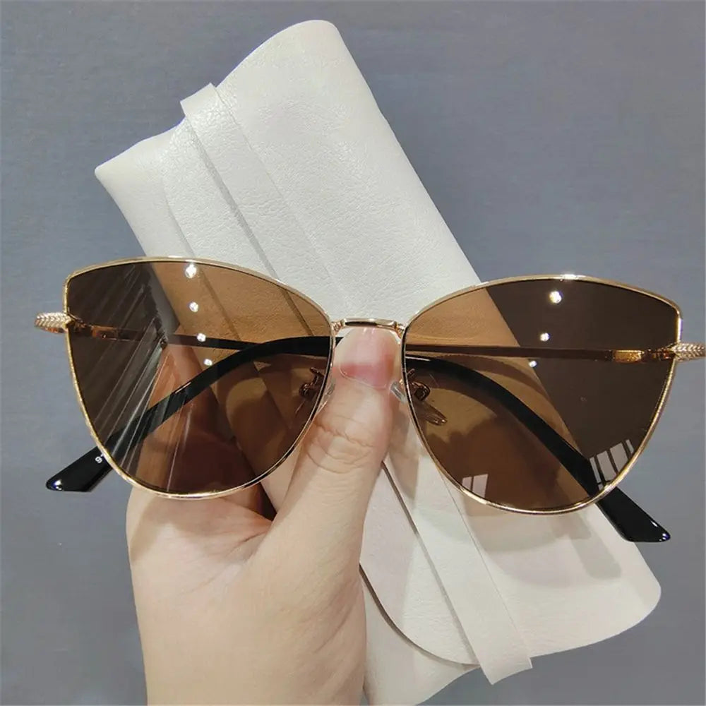 Vintage Cat Eye Sunglasses | Hot Fashion Women Trending Metal Frame Eyewear | Popular Shades for Lady