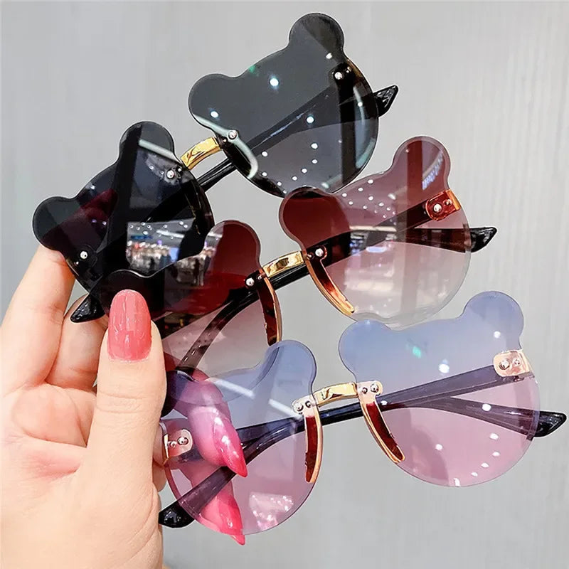 Kids Sun Sunglasses | Bear Shape Children Glasses | Trendy Girls Cartoon Eyeglasses | Shades Driver Anti-Glare Boys Cartoon Sunglasses