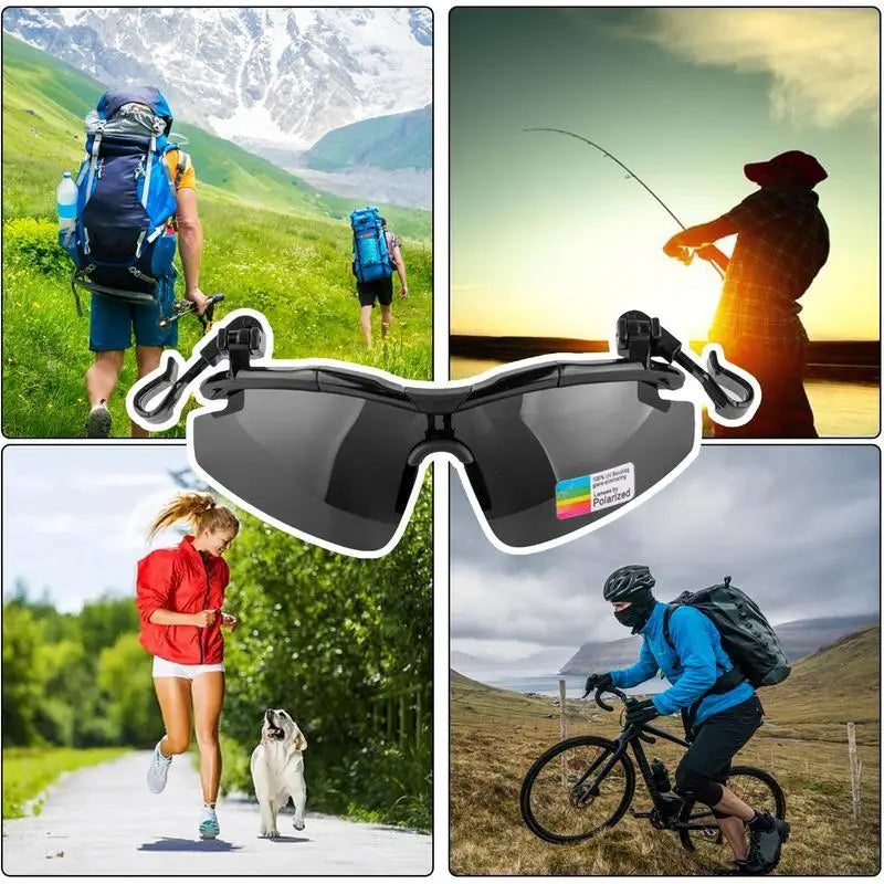 Outdoor Polarized Fishing Glasses | Hat Visors Sport Clips Caps | Clip-On Sunglasses for Biking, Hiking, Golf