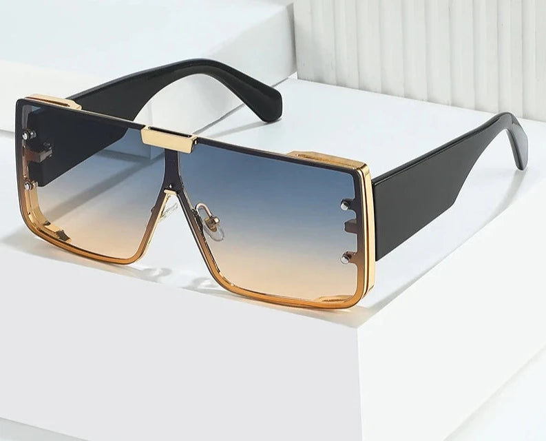 New Fashion Square Sunglasses for Men and Women | Gradient Lens Golden Frame | Luxury High-Quality Brand Designer Eyewear UV400 Protection