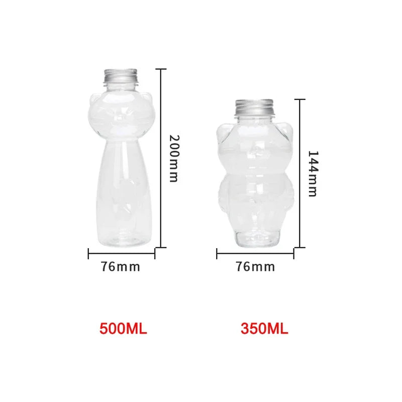 Cat Kawaii Water Bottles for Milk Tea Coffee Juice | Portable Drinking Cup Home Transparent Juicing Beverage Drink Bottle BPA Free | Alo Trendy