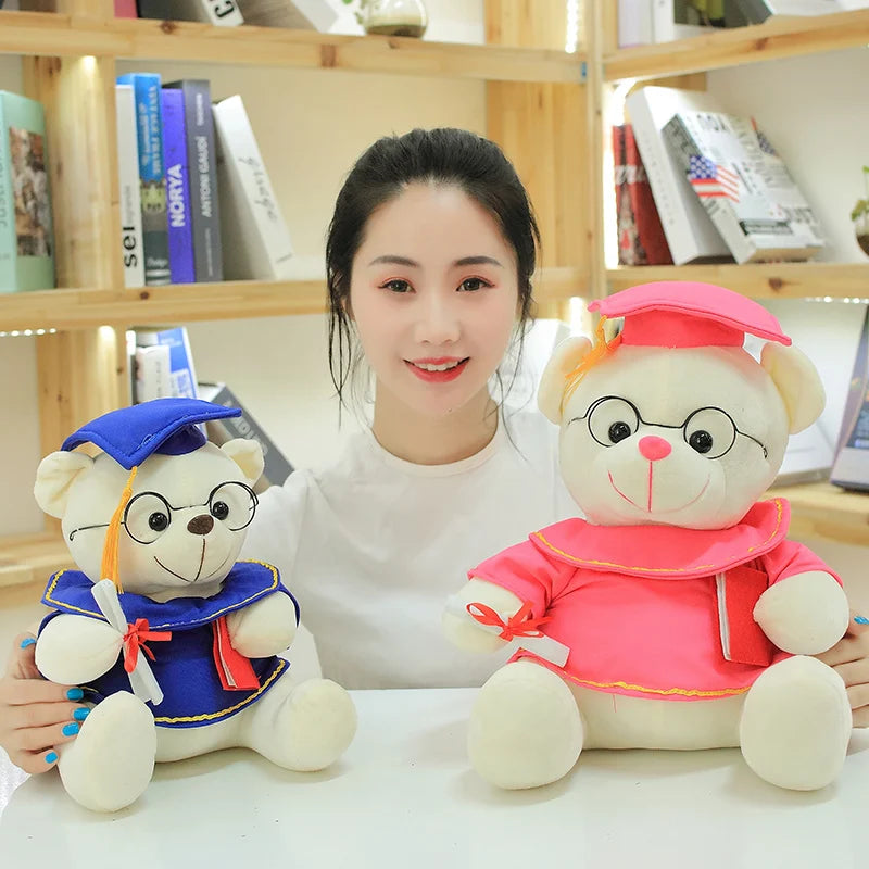 Adorable 18cm Graduate Dr. Bear Plush Toy | Cute Stuffed Teddy Bear for Graduation | Funny Kawaii Toy Gift & Home Decor