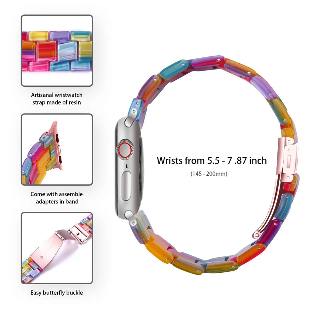 Resin Strap for Apple Watch Band 8 Ultra | Compatible with 49mm, 44mm, 45mm, 40mm, 41mm, 42mm, 38mm | Bracelet Correa Loop for iWatch Series 7 6 SE 5 4 3