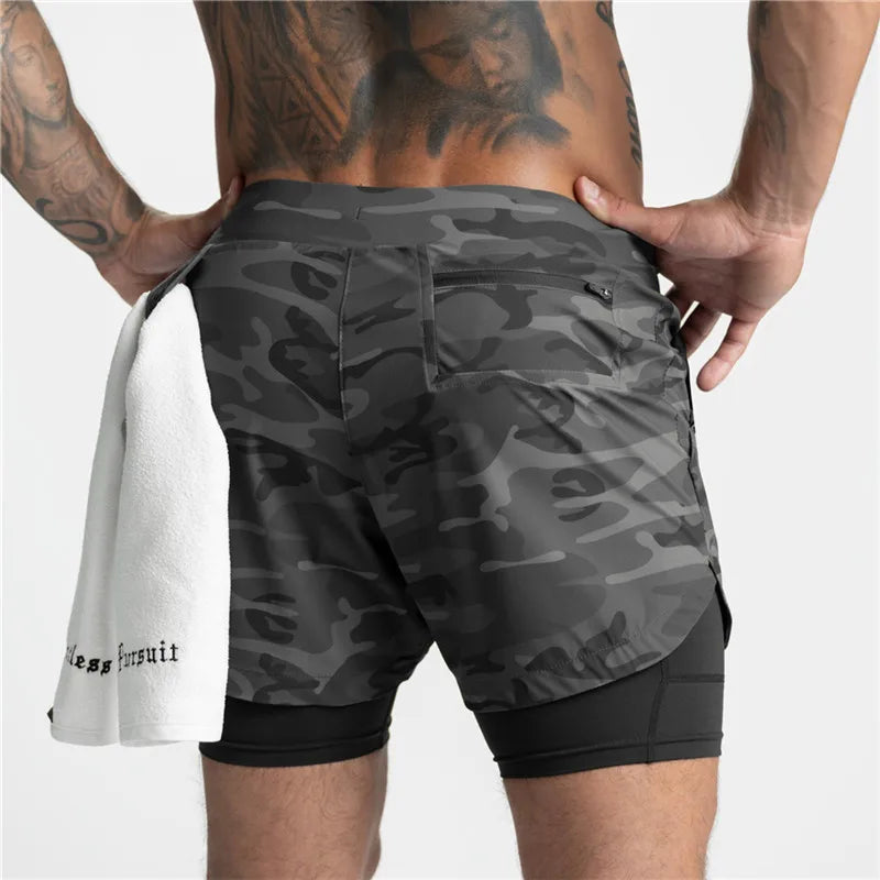 New Running Shorts Men with Lined | Summer Quick Dry Sport Gym Shorts | Men 2 in 1 Fitness Training Workout Sports Shorts | Male