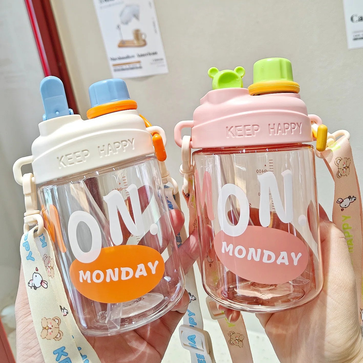 650ML Large-Capacity Plastic Water Cup | Cute Straw Water Cup for Children | Milk Cup | Korean Drinking Cup | Alo Trendy