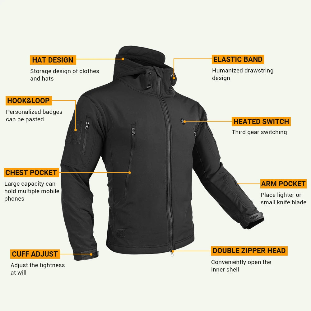 Winter Heated Jacket | 7 Zone USB Electric Heating Jacket for Men and Women | Warm Thermal Coat for Camping, Hiking, and Outdoor Activities